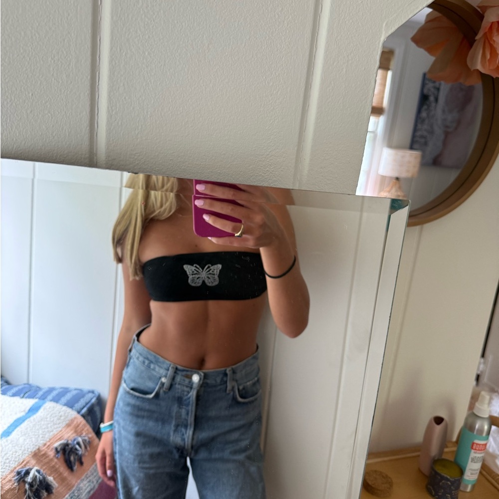 Black Butterfly Tube Top